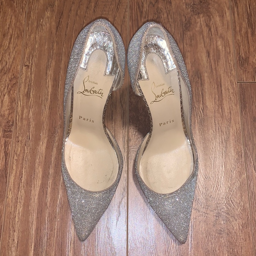 Christian Louboutin | Iriza 100mm | Glitter silver/gold Size 39.5 - Picture 6 of 14
